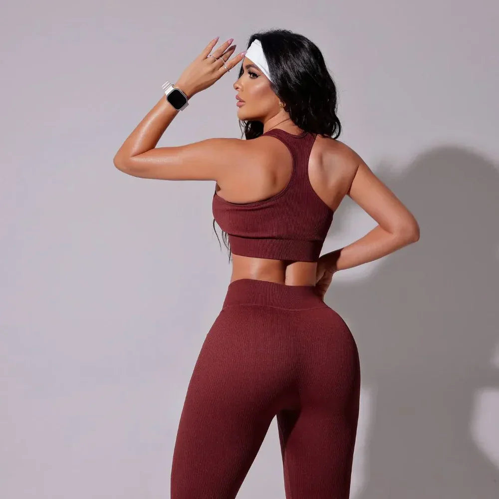 Infinity Ribbed Wine Activewear Set