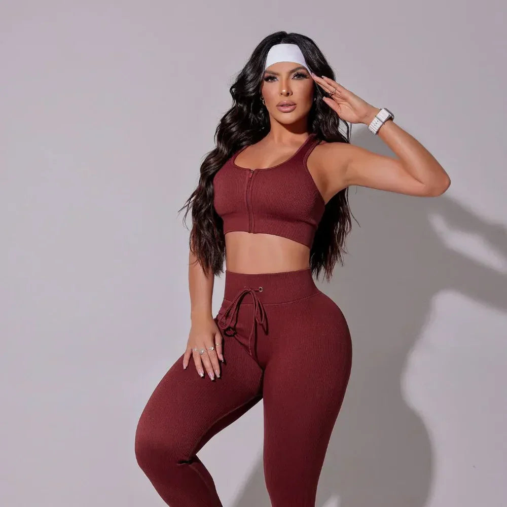 Infinity Ribbed Wine Activewear Set