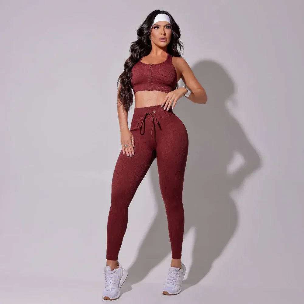 Infinity Ribbed Wine Activewear Set