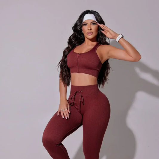 Infinity Ribbed Wine Activewear Set