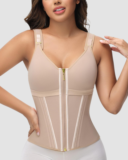 Waist Shapewear with Double-Layer Abdominal Control and Built-In Bra