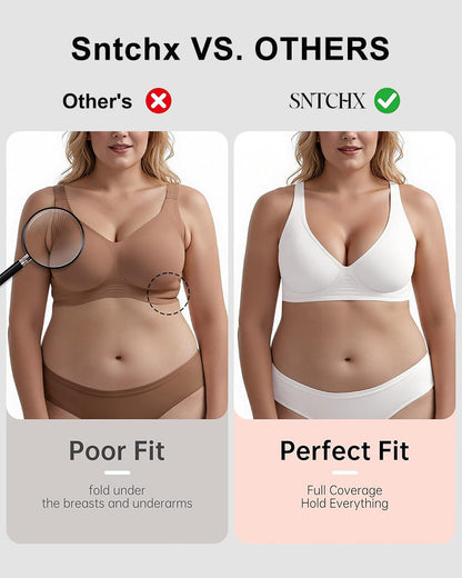 Wireless Push-Up Bra with Deep V-Neckline and Seamless Design