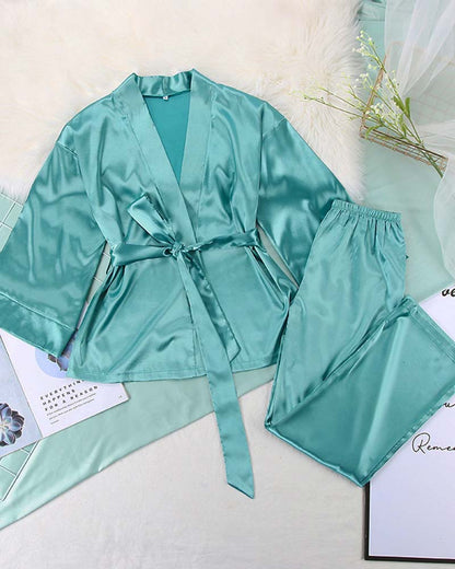Dyed Satin Shirt with Lace-Trimmed Slip Dress