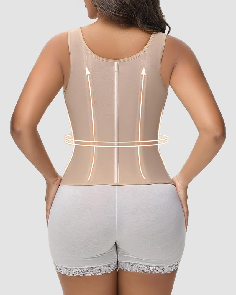 Waist Shapewear with Double-Layer Abdominal Control and Built-In Bra