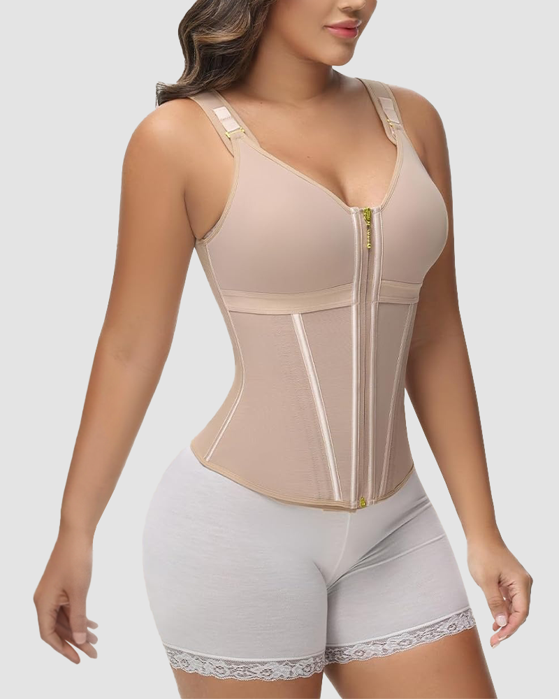 Waist Shapewear with Double-Layer Abdominal Control and Built-In Bra