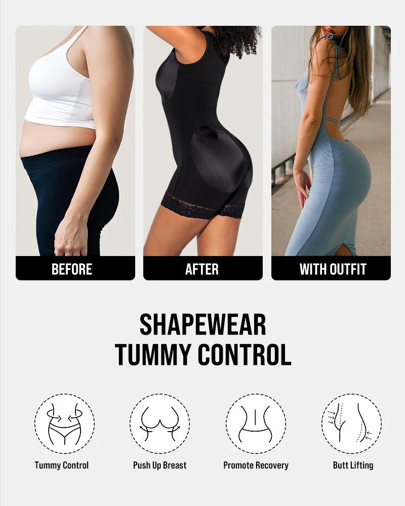 Post-Surgical Ultra-Compression Shapewear – Abdominal Control and Glute Enhancement with Crotch Zipper Closure