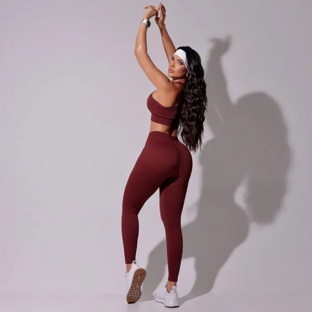 Infinity Ribbed Wine Activewear Set