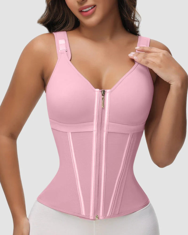 Waist Shapewear with Double-Layer Abdominal Control and Built-In Bra