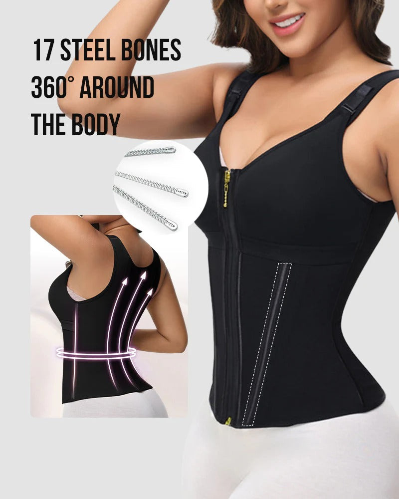 Waist Shapewear with Double-Layer Abdominal Control and Built-In Bra