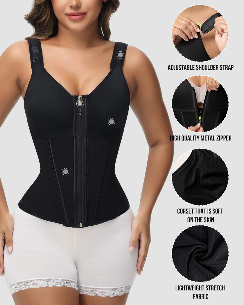 Waist Shapewear with Double-Layer Abdominal Control and Built-In Bra